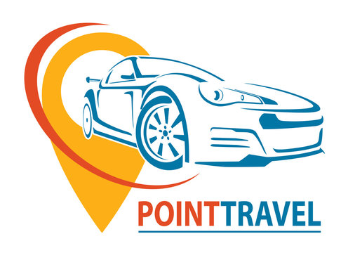 Car Logo Design. Creative vector icon. Point Travel. Vector illustration.