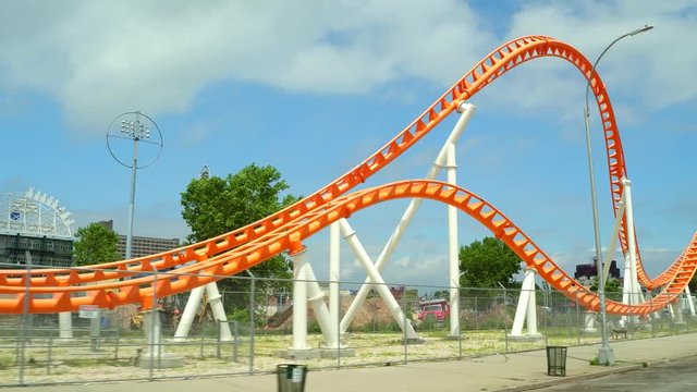 Stock footage Thunderbolt rollercoaster Coney Island 4k
