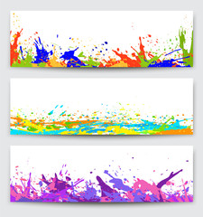 Set of backgrounds with  paint  blots, splashes, drops 