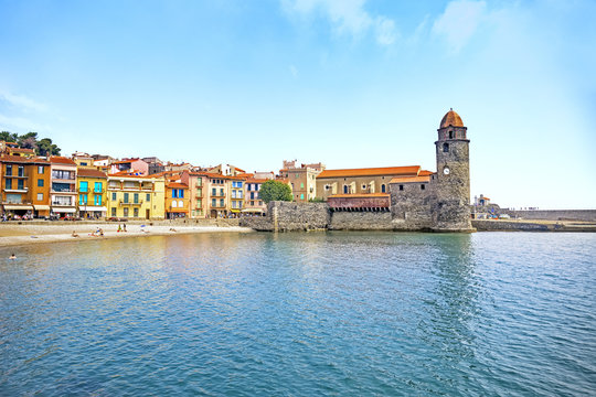 View Of Collioure, Languedoc-Roussillon, France, French Catalan Coast