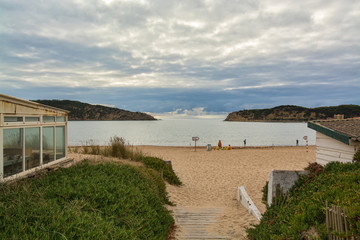 Sao Martinho do Porto beach in Sao Martinho do Porto, Portugal.