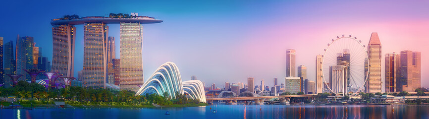 Singapore skyline background - obrazy, fototapety, plakaty