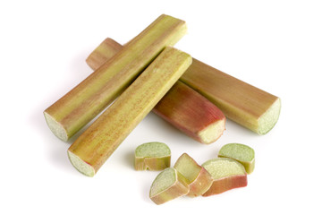 rhubarb stem isolated on white background cutout