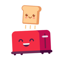 Funny toast and toaster - obrazy, fototapety, plakaty