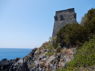 Fototapeta na wymiar Marina di Camerota - Torre Zancale da Cala Fortuna