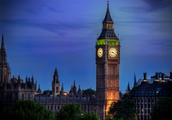 Fototapeta na wymiar Big Ben in London, United Kingdom after dusk