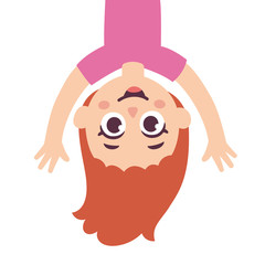 Cartoon girl upside down