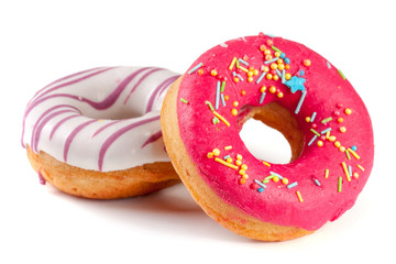two glazed donut isolated on white background