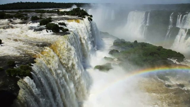 General viewing of the impressive Iguazu Falls system in Brazil
