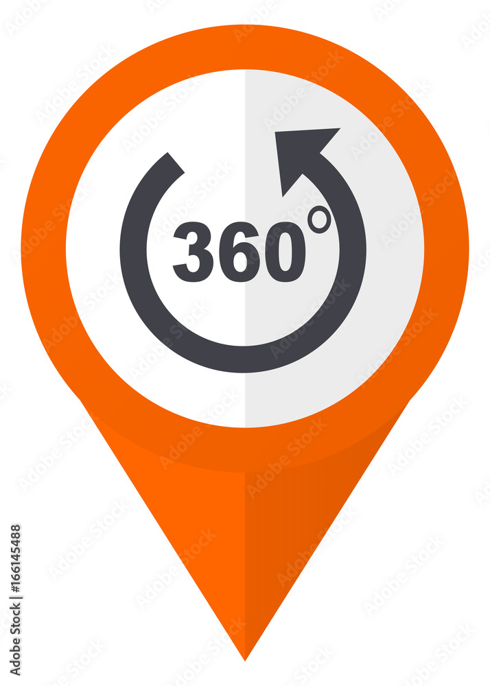 Poster panorama orange pointer vector icon in eps 10 isolated on white background.