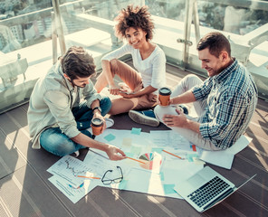 Young people working