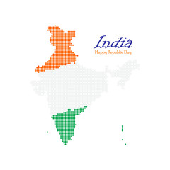 India dotted map. Independence day. Map silhouette isolated