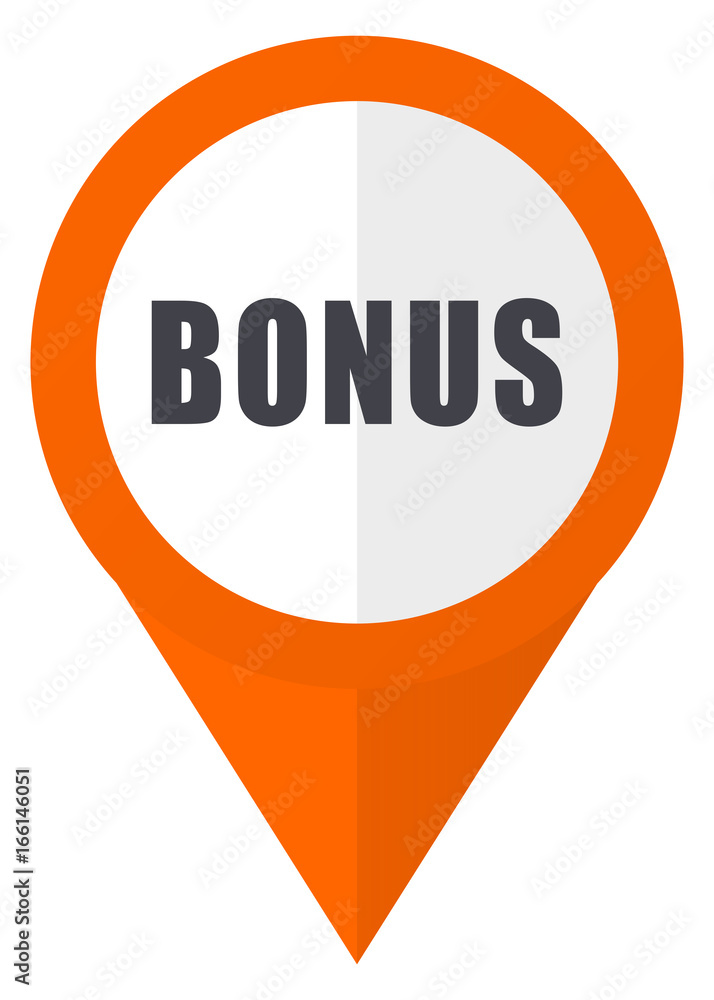 Poster bonus orange pointer vector icon in eps 10 isolated on white background.