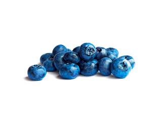 Fresh blueberry with drops of water, isolated on white background. Group of fresh  isolated freshly picked berries bog whortleberry