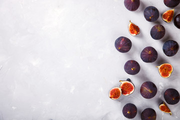 Fig on light background. Autumn Berry. Food. Vegetarian.Top View.Copy space for Text.selective focus.