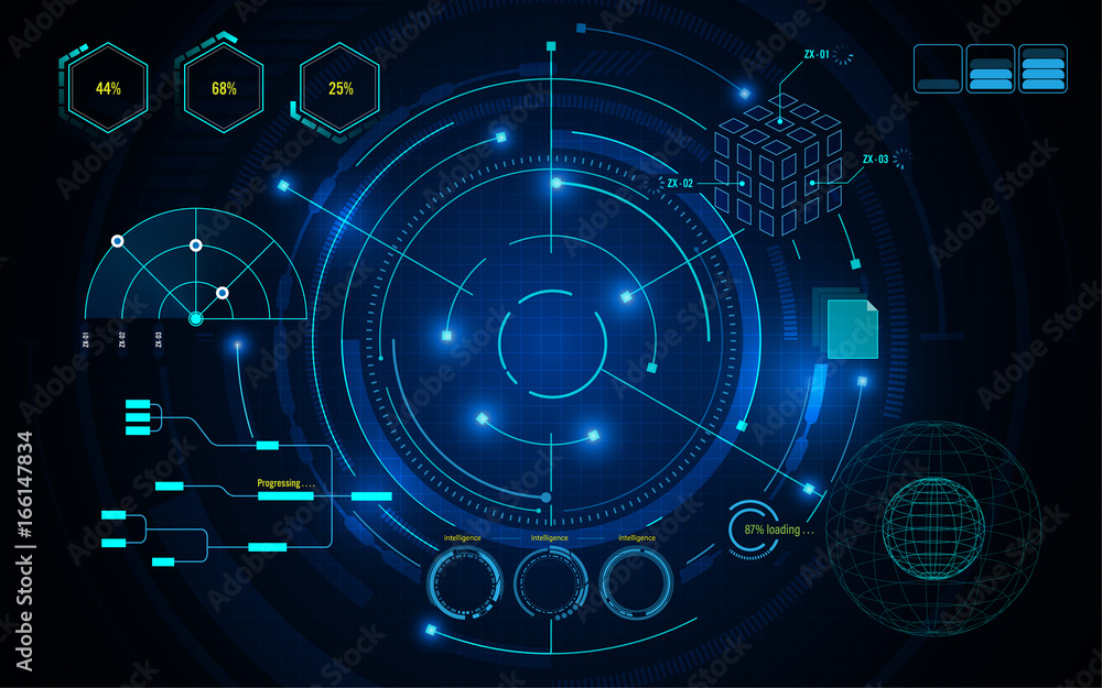 Poster virtual sci fi circle hud ui scanning futuristic concept template background