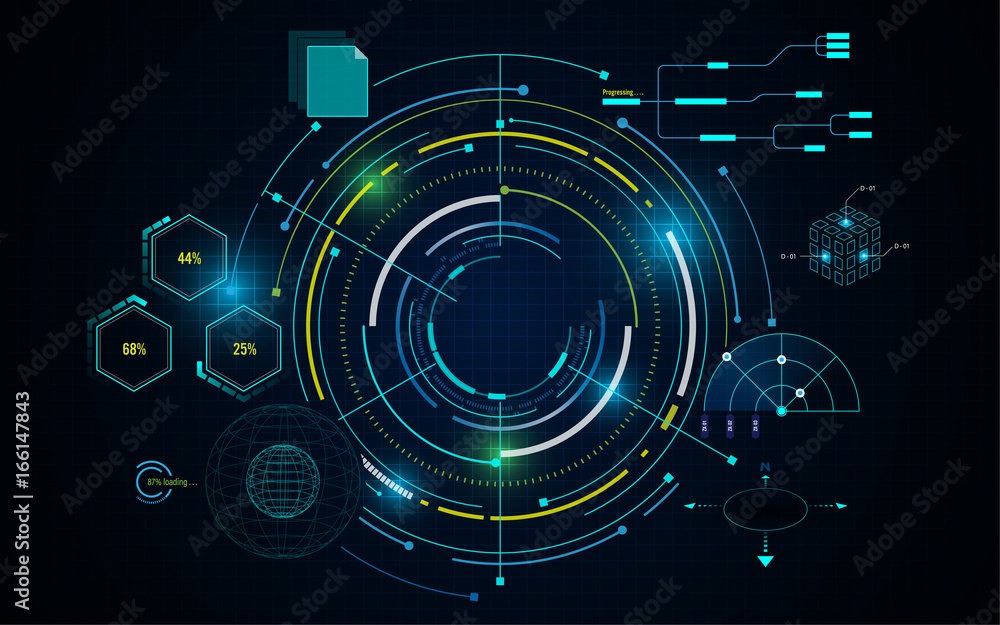 Poster virtual circle tech futuristic pattern hud ui concept background