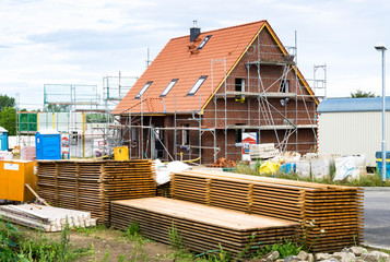 Baustelle eines Einfamilienhauses