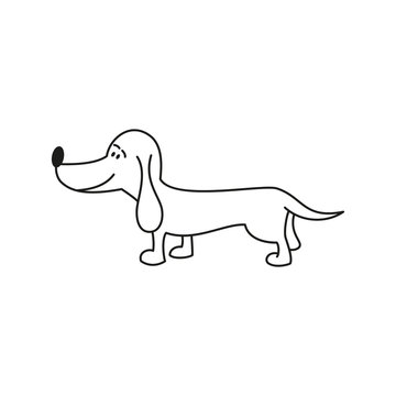 Funny cartoon dog illustration on white background.