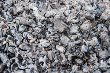 Coal and ash, barbecue, close up