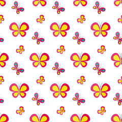 Butterfly. Vector seamless pattern
