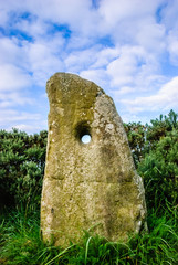 Holestone, Doagh, County Antrim, bronze age standing stone with 5cm hole. Traditionally used for proposal.