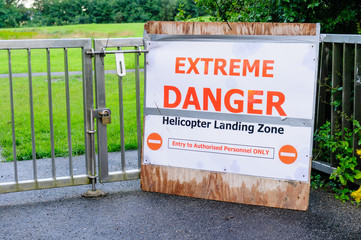 Warning sign for a Helicopter Landing Zone