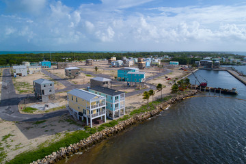 Homes on stilts under construction in the Florida Keys