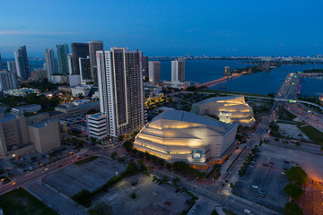 Aerial image of the Adrienne Arsht Center for the performing arts Miami