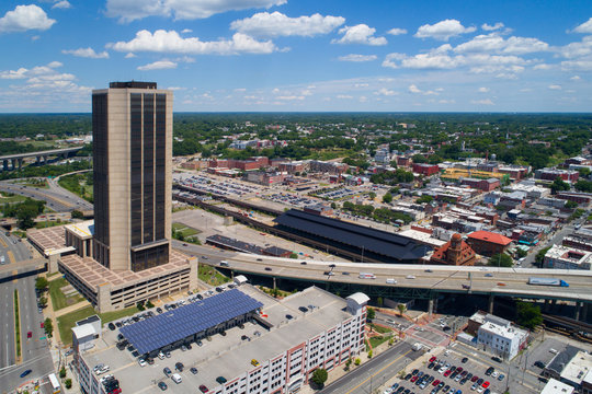Aerial video Downtown Richmond Viginia