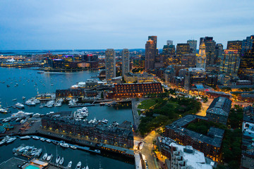 Boston wharf at night