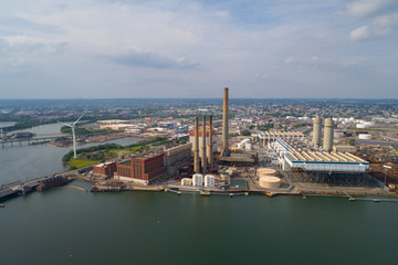 Fototapeta premium Aerial image industrial power plant