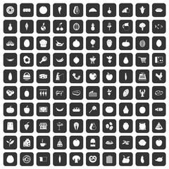 100 natural products icons set black