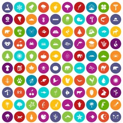 100 nature icons set color