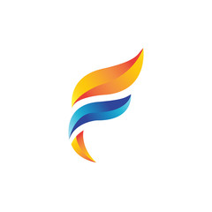 color letter F fire logo 