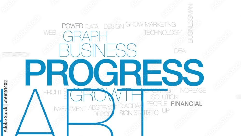 Poster progress animated word cloud, text design animation. kinetic typography.