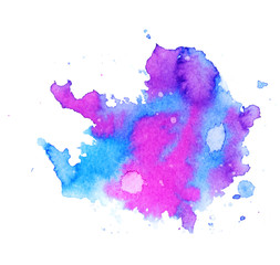Colorful abstract watercolor texture stain with splashes and spatters. Modern creative watercolor background for trendy design.