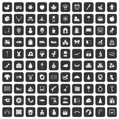 100 nursery school icons set black