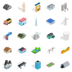 Architecture icons set, isometric style