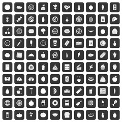 100 nutrition icons set black
