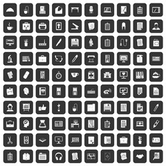 100 office icons set black