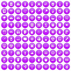 100 chemistry icons set purple