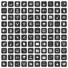 100 on-line seminar icons set black