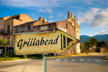Obraz premium Schild 198 - Grillabend
