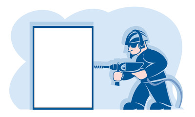 Worker with a puncher in his hands