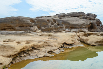 stone landscape, cloud and blue sky. Sam Phan Boke, Ubon Ratchathani Thailand