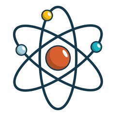 Atom icon, cartoon style