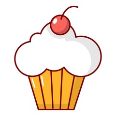 Sweet cupcake icon, cartoon style