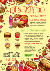 Vector fastfood poster for fast food restaurant