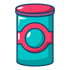 Cosmetic jar plastic icon, cartoon style